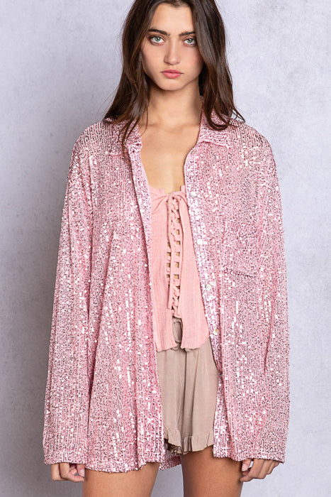 Sequin Button Up Rose