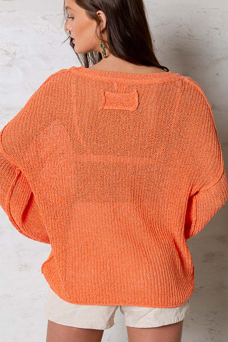 Balloon Sleeve Sweater Orange