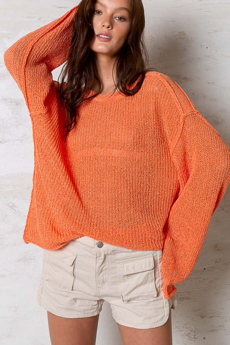 Balloon Sleeve Sweater Orange