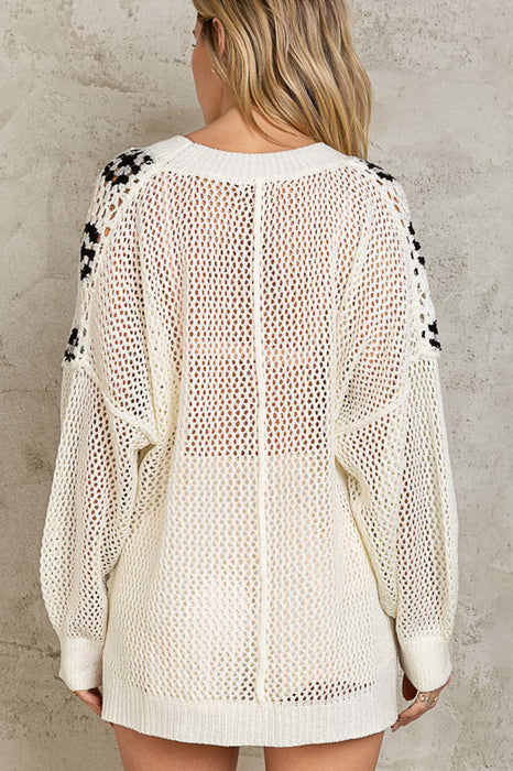 White Multi Patch Sweater