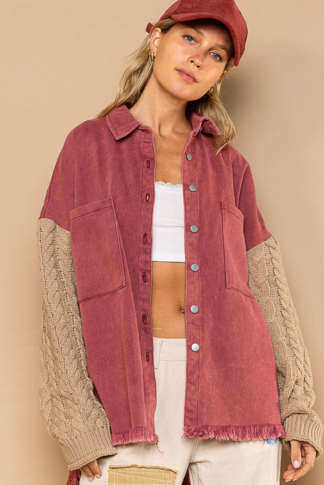 Sweater Sleeve Jacket- Rose/Beige