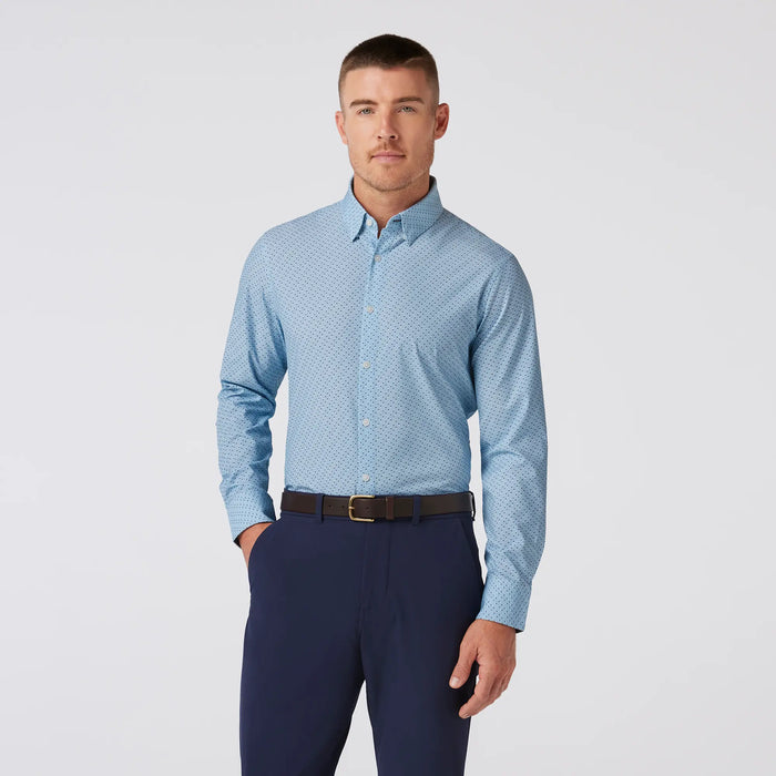 Leeward Dress Shirt- Steel Blue Multi Mini Dot