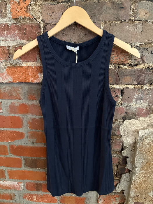 Ribbed Racerback Tank - Navy