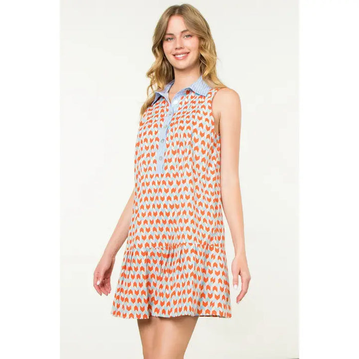 Sleeveless Print Pattern Dress