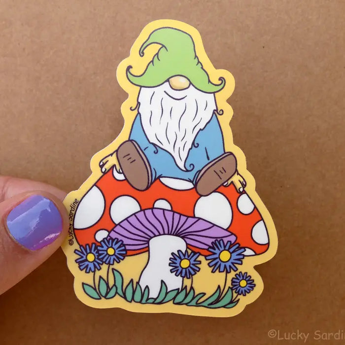 Mushroom Gnome Vinyl Sticker