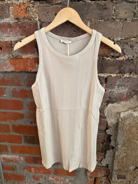 Ribbed Racerback Tank- Beige