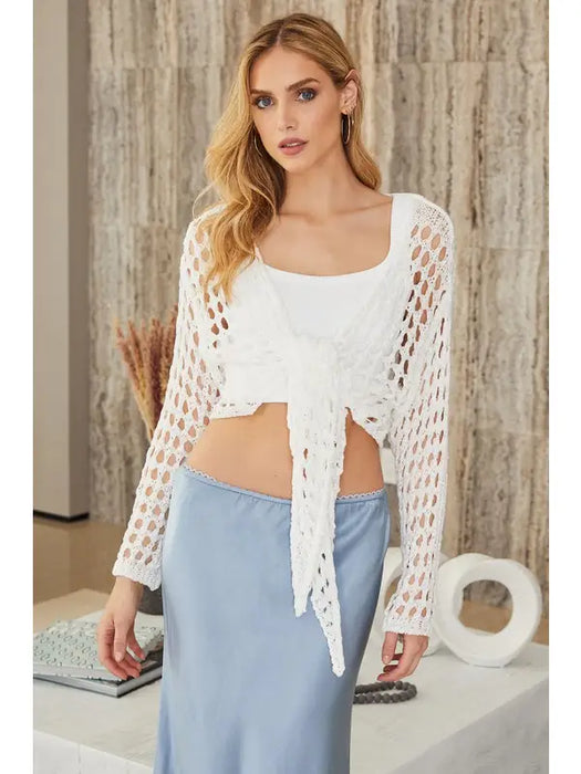 Solid Knit Tie Front Top