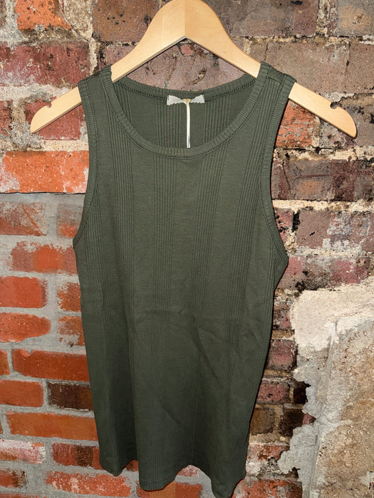Ribbed Racerback Tank- Green