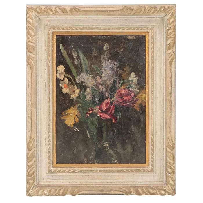 Floral Still Life Oil Painting, Circa 1954
