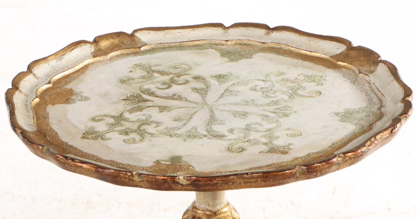 Florentine Wood Pedestal Side Table, 20th Century