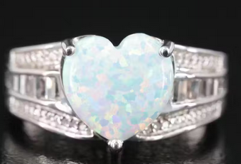 Sterling Opal, Topaz and Diamond Ring