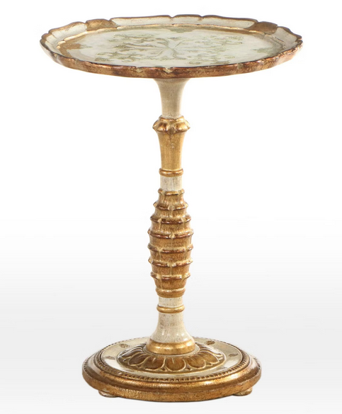 Florentine Wood Pedestal Side Table, 20th Century