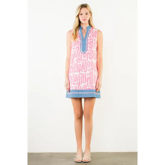 Sleeveless Abstract Pattern Dress