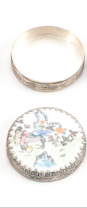 Chinese Shard Porcelain and Tibetan Silver Boxes