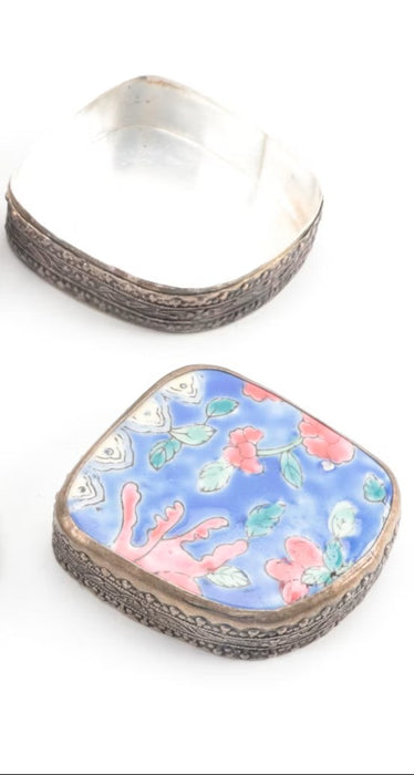 Chinese Shard Porcelain and Tibetan Silver Boxes
