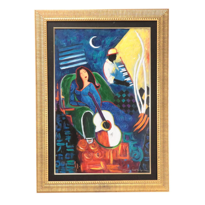 Sonia Del Signore Mixed Media Painting "Jazz Club"