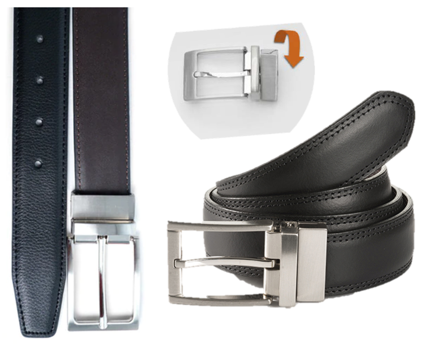 Black / Brown Reversible belt with satin nickel buckle