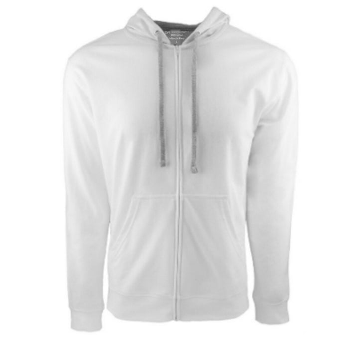 Zip Hoodie - White with Grey Contrast