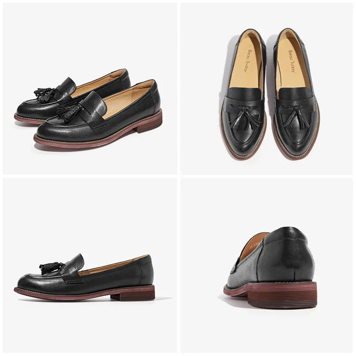 Leather, Black Tassel Loafers