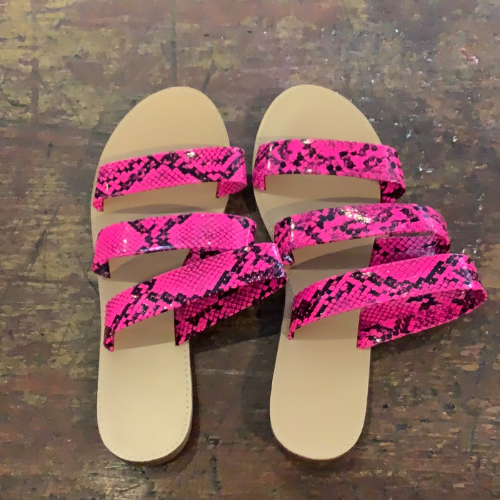 Hot Pink Snake Print Sandals