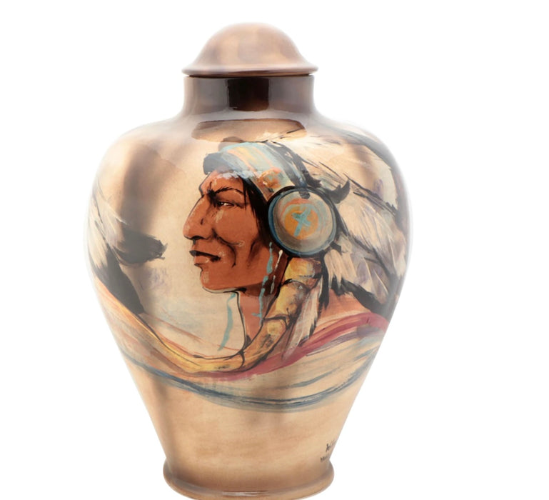 Rick Wisecarver Hand Painted Earthenware Lidded Vase