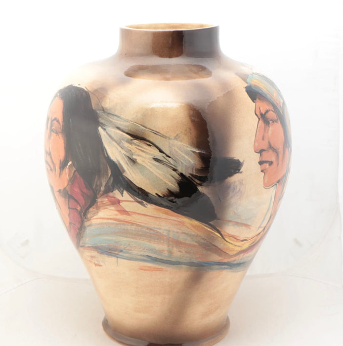 Rick Wisecarver Hand Painted Earthenware Lidded Vase