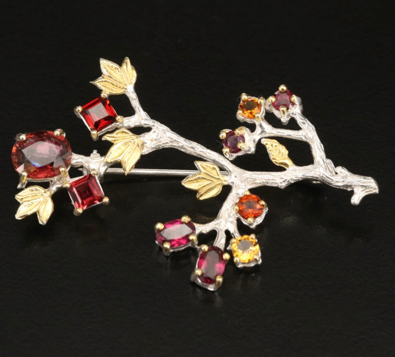 Sterling Branch & Foliate Brooch