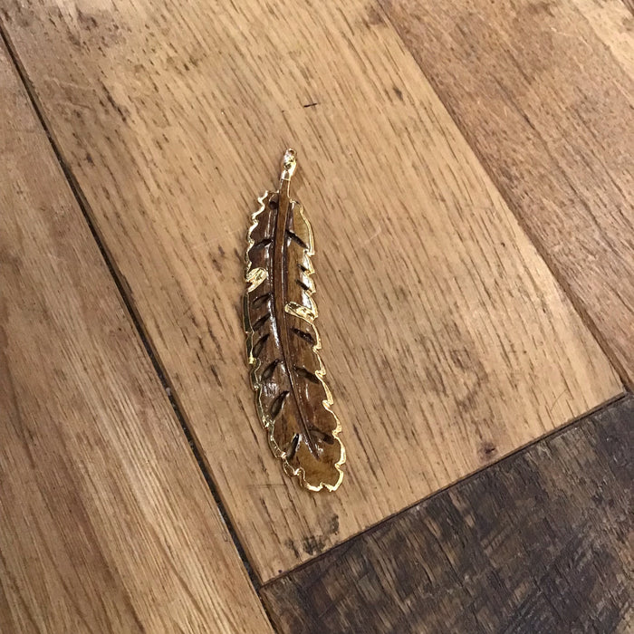 Large Wooden Feather Charm