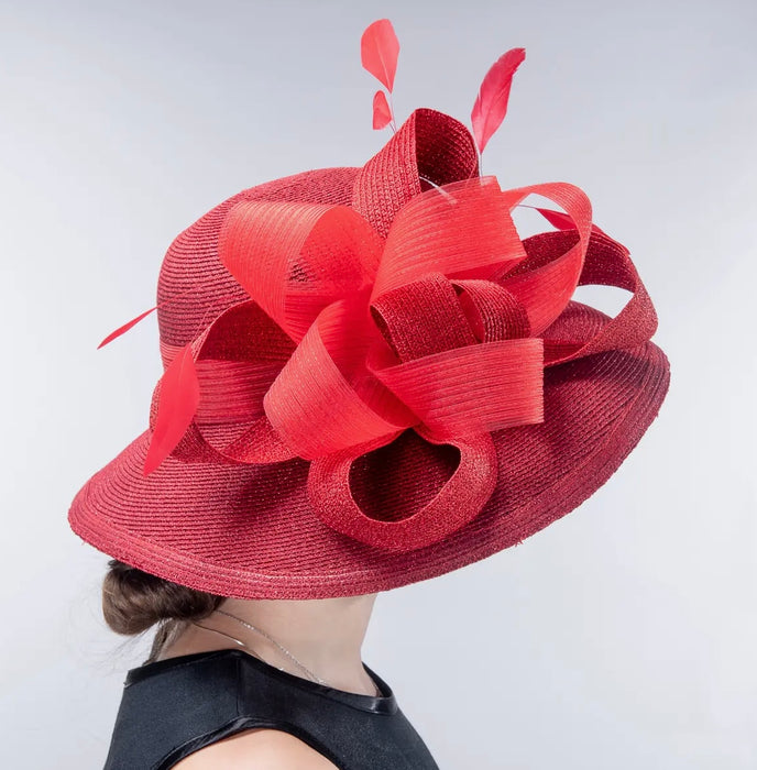 Wide Brimmed Church Hat- Red