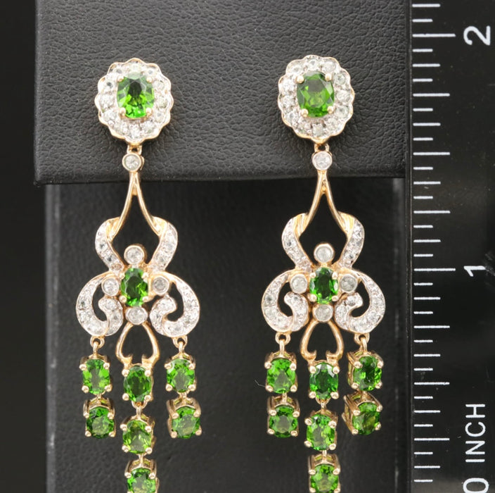 10K Diopside and White Sapphire Earrings